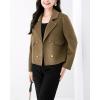imagechouyatou Womens Business Casual Crop Wool Coat Double Breasted Dressy Short Blazer Jacket Pea CoatGreen