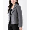 imagechouyatou Womens Business Casual Crop Wool Coat Double Breasted Dressy Short Blazer Jacket Pea CoatGrey