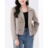 imagechouyatou Womens Business Casual Crop Wool Coat Double Breasted Dressy Short Blazer Jacket Pea CoatOatmeal