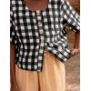 imagechouyatou Womens Gingham Button Down Shirt Cotton Shirt Plaid Blouses Short Sleeve Summer Tunic TopsBlack