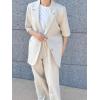 imagechouyatou Womens Summer Office Cotton Linen Blazer Short Sleeve Open Front Notch Lapel Elegant Jacket TopApricot