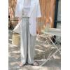 imagechouyatou Womens Summer Office Cotton Linen Blazer Short Sleeve Open Front Notch Lapel Elegant Jacket TopWhite