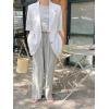 imagechouyatou Womens Summer Office Cotton Linen Blazer Short Sleeve Open Front Notch Lapel Elegant Jacket TopWhite