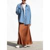 imagechouyatou Womens Boyfriend Button Down Denim Jacke Shacket Loose Casual Lightweight Jean Shirt JacketBlue