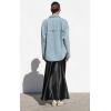 imagechouyatou Womens Boyfriend Button Down Denim Jacke Shacket Loose Casual Lightweight Jean Shirt JacketLight Blue