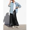 imagechouyatou Womens Boyfriend Button Down Denim Jacke Shacket Loose Casual Lightweight Jean Shirt JacketLight Blue