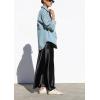 imagechouyatou Womens Boyfriend Button Down Denim Jacke Shacket Loose Casual Lightweight Jean Shirt JacketLight Blue