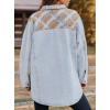 imagechouyatou Womens Boyfriend Button Down Plaid Print Spliced Denim Shirt Jacket ShacketBlue