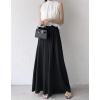 imagechouyatou Womens Satin Silky Wide Leg Culotte Pants High Elastic Waist Party Dress Casual Palazzo PantsBlack