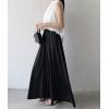 imagechouyatou Womens Satin Silky Wide Leg Culotte Pants High Elastic Waist Party Dress Casual Palazzo PantsBlack