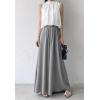 imagechouyatou Womens Satin Silky Wide Leg Culotte Pants High Elastic Waist Party Dress Casual Palazzo PantsGray