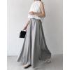 imagechouyatou Womens Satin Silky Wide Leg Culotte Pants High Elastic Waist Party Dress Casual Palazzo PantsGray