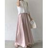imagechouyatou Womens Satin Silky Wide Leg Culotte Pants High Elastic Waist Party Dress Casual Palazzo PantsPink