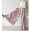 imagechouyatou Womens Satin Silky Wide Leg Culotte Pants High Elastic Waist Party Dress Casual Palazzo PantsPink
