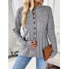 imagechouyatou Womens Fall Trendy Open Front Cable Knit Cardigan Cozy Business Casual Sweater JacketGrey
