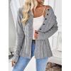 imagechouyatou Womens Fall Trendy Open Front Cable Knit Cardigan Cozy Business Casual Sweater JacketGrey