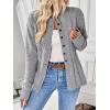 imagechouyatou Womens Fall Trendy Open Front Cable Knit Cardigan Cozy Business Casual Sweater JacketGrey