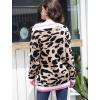 imagechouyatou Womens Fall Winter Long Sleeve Loose Leopard Floral Sweater V Neck Rib Knit Pullover SweaterLight Brown