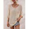 imagechouyatou Womens Oversized Short Sleeve Crochet Sweater Tops Beach Cover Up Summer TShirtApricot