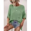 imagechouyatou Womens Oversized Short Sleeve Crochet Sweater Tops Beach Cover Up Summer TShirtGreen