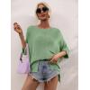 imagechouyatou Womens Oversized Short Sleeve Crochet Sweater Tops Beach Cover Up Summer TShirtGreen
