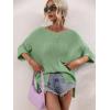 imagechouyatou Womens Oversized Short Sleeve Crochet Sweater Tops Beach Cover Up Summer TShirtGreen