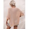 imagechouyatou Womens Oversized Short Sleeve Crochet Sweater Tops Beach Cover Up Summer TShirtPink