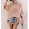 imagechouyatou Womens Oversized Short Sleeve Crochet Sweater Tops Beach Cover Up Summer TShirtPink