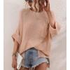 imagechouyatou Womens Oversized Short Sleeve Crochet Sweater Tops Beach Cover Up Summer TShirtPink