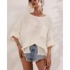 imagechouyatou Womens Oversized Short Sleeve Crochet Sweater Tops Beach Cover Up Summer TShirtWhite