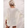 imagechouyatou Womens Oversized Short Sleeve Crochet Sweater Tops Beach Cover Up Summer TShirtWhite