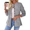 imagechouyatou Womens Fall Trendy Open Front Cable Knit Cardigan Cozy Business Casual Sweater JacketGrey