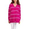 imagechouyatou Womens Vintage Plaid Button Down Cardigans Color Block V Neck Knit Cardigan Sweater Jacket CoatRose Red
