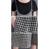 imagechouyatou Womens Plaid Wide Leg Romper Long Pants Loose Fit Baggy Sleeveless One Piece Capri Jumpsuit CulottesBlack