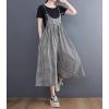 imagechouyatou Womens Plaid Wide Leg Romper Long Pants Loose Fit Baggy Sleeveless One Piece Capri Jumpsuit CulottesBlack