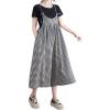 imagechouyatou Womens Plaid Wide Leg Romper Long Pants Loose Fit Baggy Sleeveless One Piece Capri Jumpsuit CulottesBlack