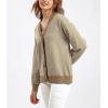 imagechouyatou Womens 2025 Button Down V Neck Cardigans Herringbone Striped Sweater Cardigan Jacket Outerwear CoatKhaki