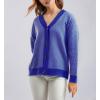 imagechouyatou Womens 2025 Button Down V Neck Cardigans Herringbone Striped Sweater Cardigan Jacket Outerwear CoatRoyal Blue