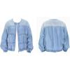 imagechouyatou Womens 2025 Fall Boyfriend Floral Denim Jacket Spring Y2K Casual Oversized Jean Bomber JacketBlue