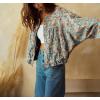 imagechouyatou Womens 2025 Fall Boyfriend Floral Denim Jacket Spring Y2K Casual Oversized Jean Bomber JacketFloral Blue