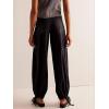 imagechouyatou Womens Boyfriend Baggy Lotus Jeans Y2k Barrel Jeans Drawstring Bottom Wide Leg Pleated Denim PantsBlack