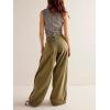 imagechouyatou Womens Boyfriend Baggy Lotus Jeans Y2k Barrel Jeans Drawstring Bottom Wide Leg Pleated Denim PantsGreen