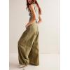 imagechouyatou Womens Boyfriend Baggy Lotus Jeans Y2k Barrel Jeans Drawstring Bottom Wide Leg Pleated Denim PantsGreen