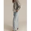 imagechouyatou Womens Boyfriend Baggy Lotus Jeans Y2k Barrel Jeans Drawstring Bottom Wide Leg Pleated Denim PantsLight Blue