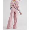 imagechouyatou Womens Boyfriend Baggy Lotus Jeans Y2k Barrel Jeans Drawstring Bottom Wide Leg Pleated Denim PantsPink