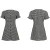 imagechouyatou Womens Cute Short Sleeve Gingham A Line Mini Dress Plaid Button Down Ruffle Short Shirt DressBlack