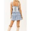imagechouyatou Womens Summer Distressed Short Denim Overall Dress Adjustable Strap Lace Crochet Spliced Tiered Jean DressLight Blue