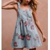 imagechouyatou Womens Summer Embroidered Floral Denim Short Overalls Workout Sleeveless Jean Romper with PocketsLight Blue