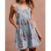 imagechouyatou Womens Summer Embroidered Floral Denim Short Overalls Workout Sleeveless Jean Romper with PocketsLight Blue