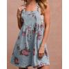 imagechouyatou Womens Summer Embroidered Floral Denim Short Overalls Workout Sleeveless Jean Romper with PocketsLight Blue